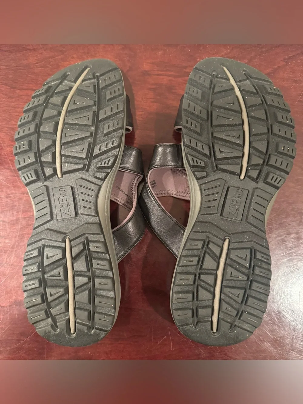 Women's Black Adjustable Leather Sandals by ZiBu - Size 7
